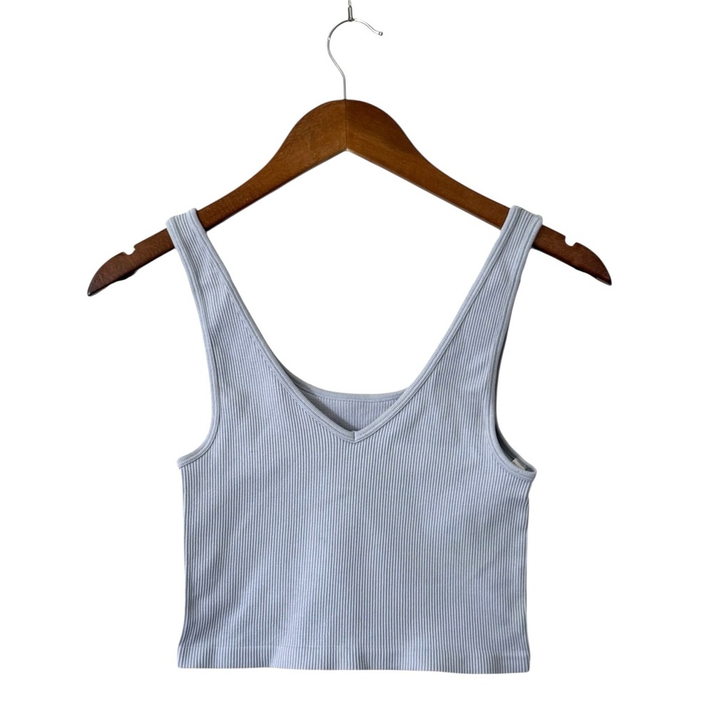 Aeropostale Blue Ribbed V-Neck Crop Top